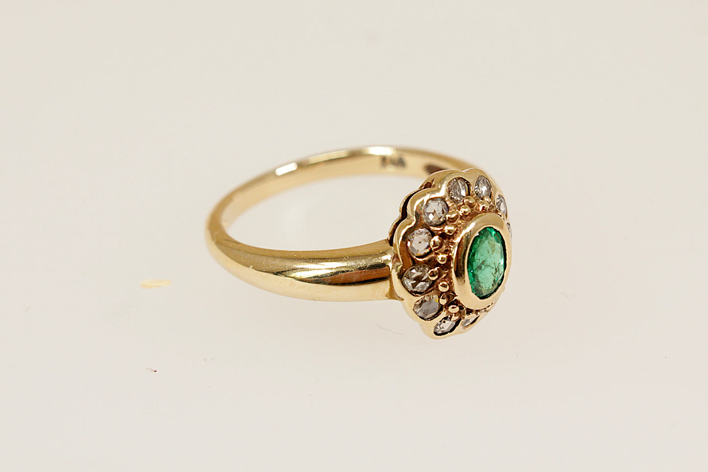 Emerald and Diamond Cluster Ring