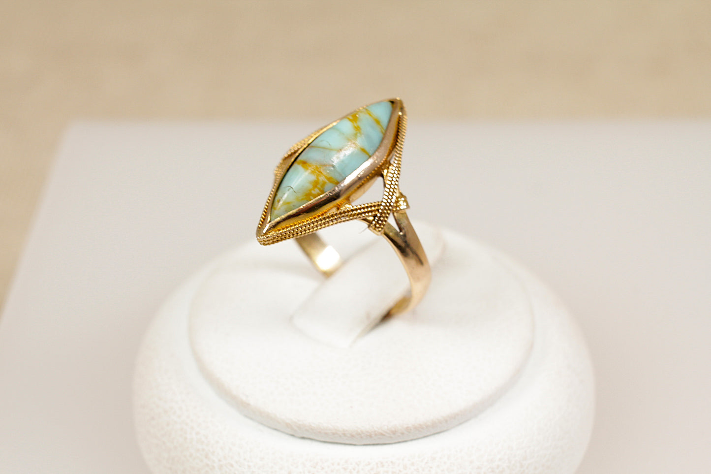 Art Deco 18ct Turquoise Navette Ring