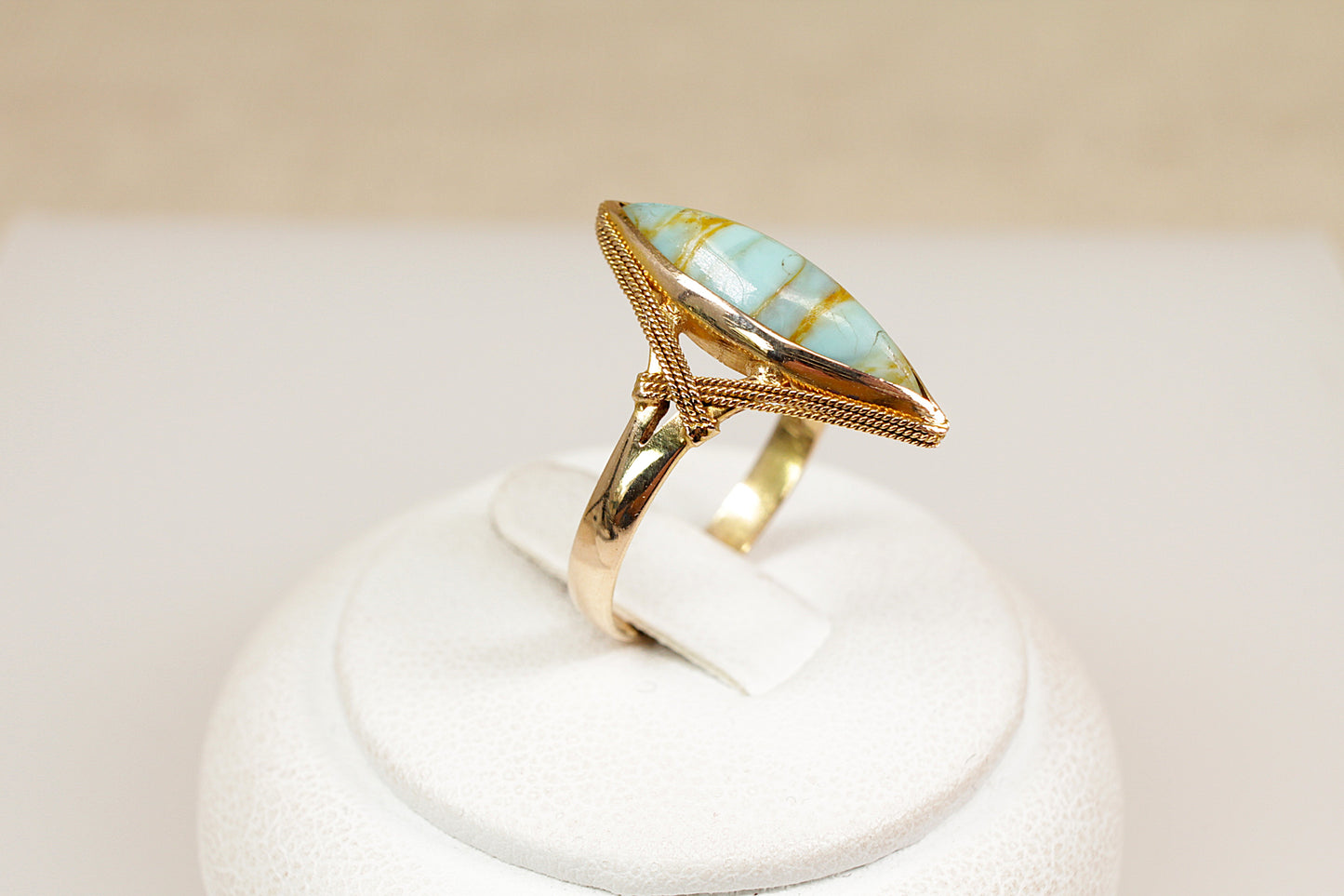 Art Deco 18ct Turquoise Navette Ring