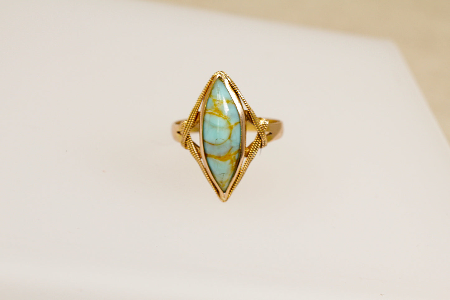 Art Deco 18ct Turquoise Navette Ring