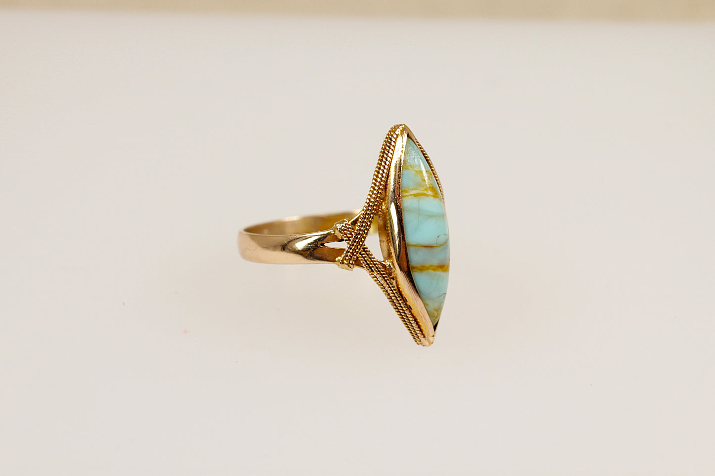 Art Deco 18ct Turquoise Navette Ring