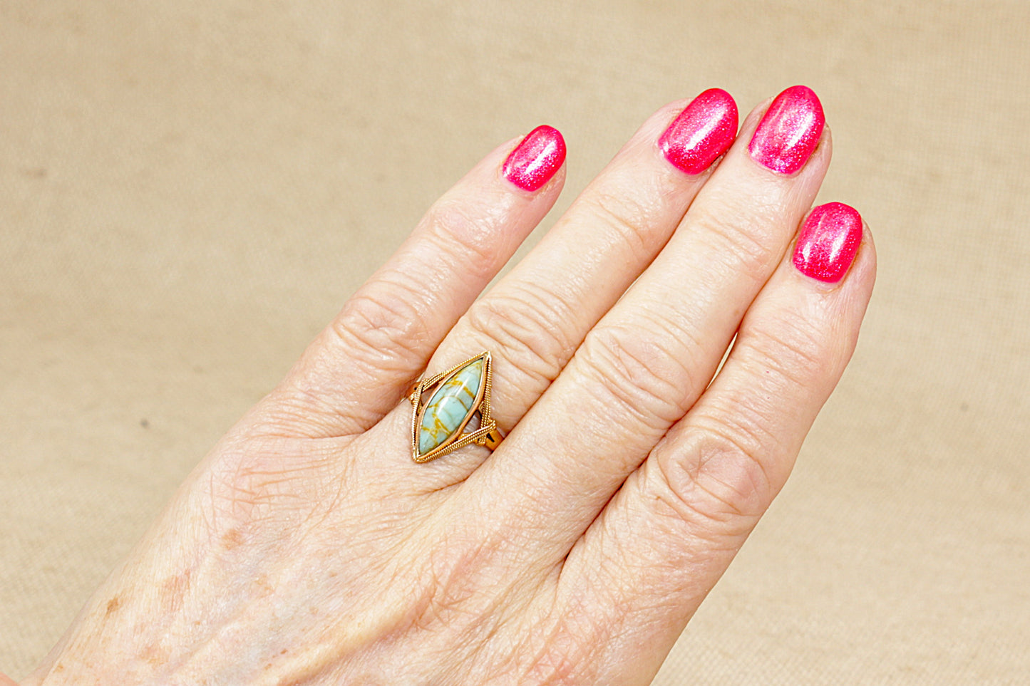 Art Deco 18ct Turquoise Navette Ring