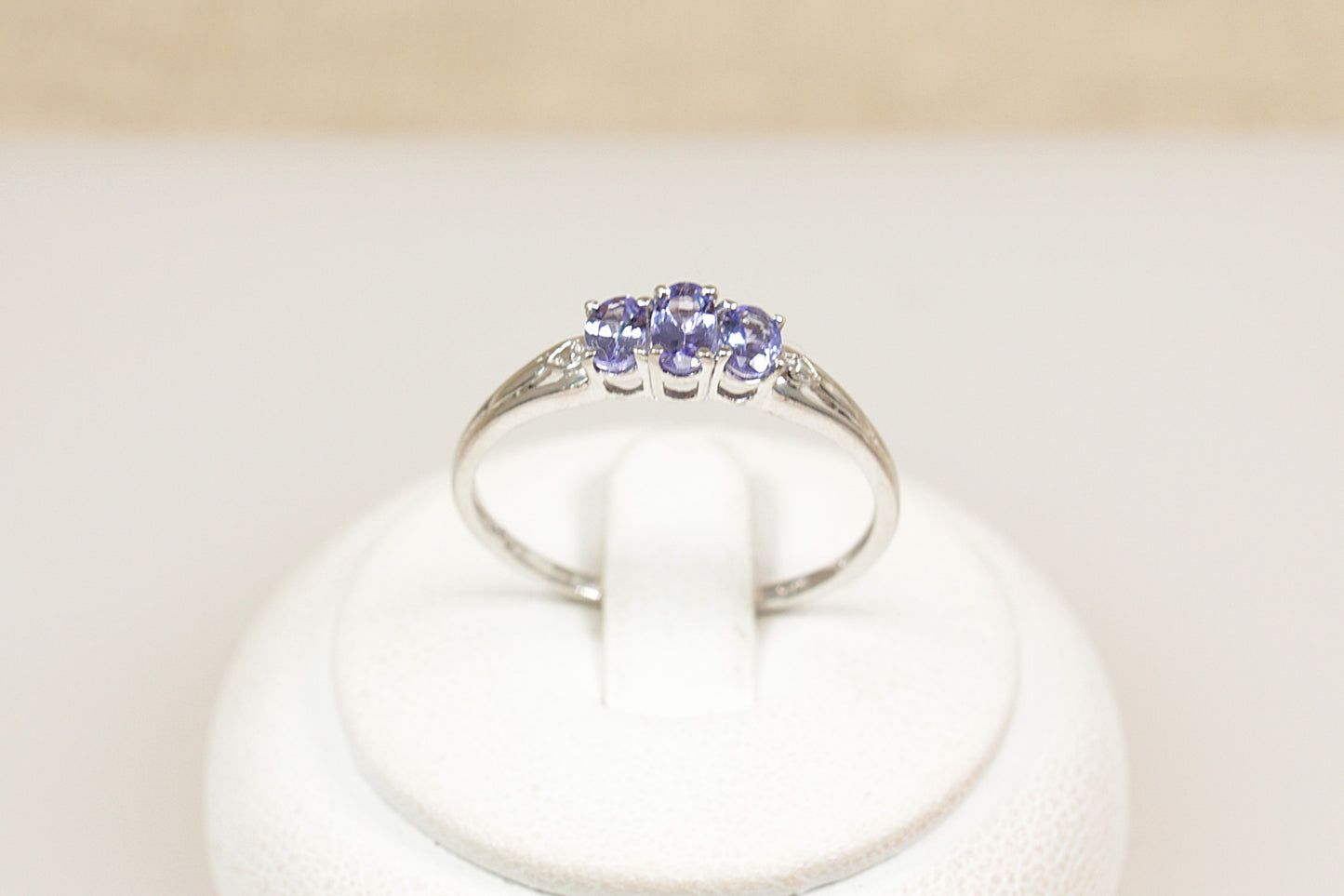 Silver Tanzanite Crystal Trilogy Ring