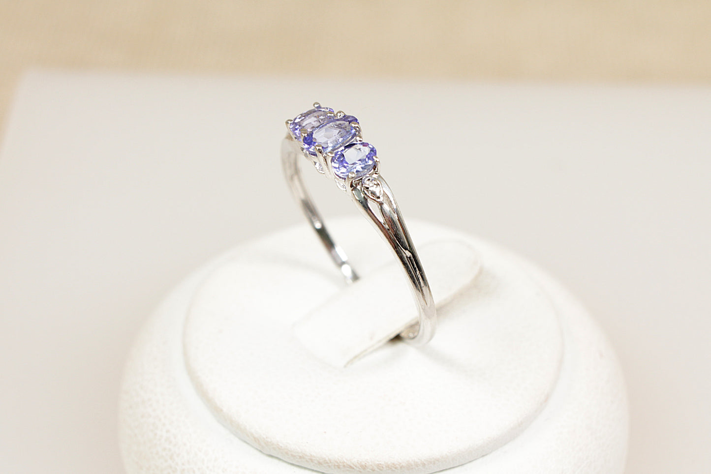 Silver Tanzanite Crystal Trilogy Ring