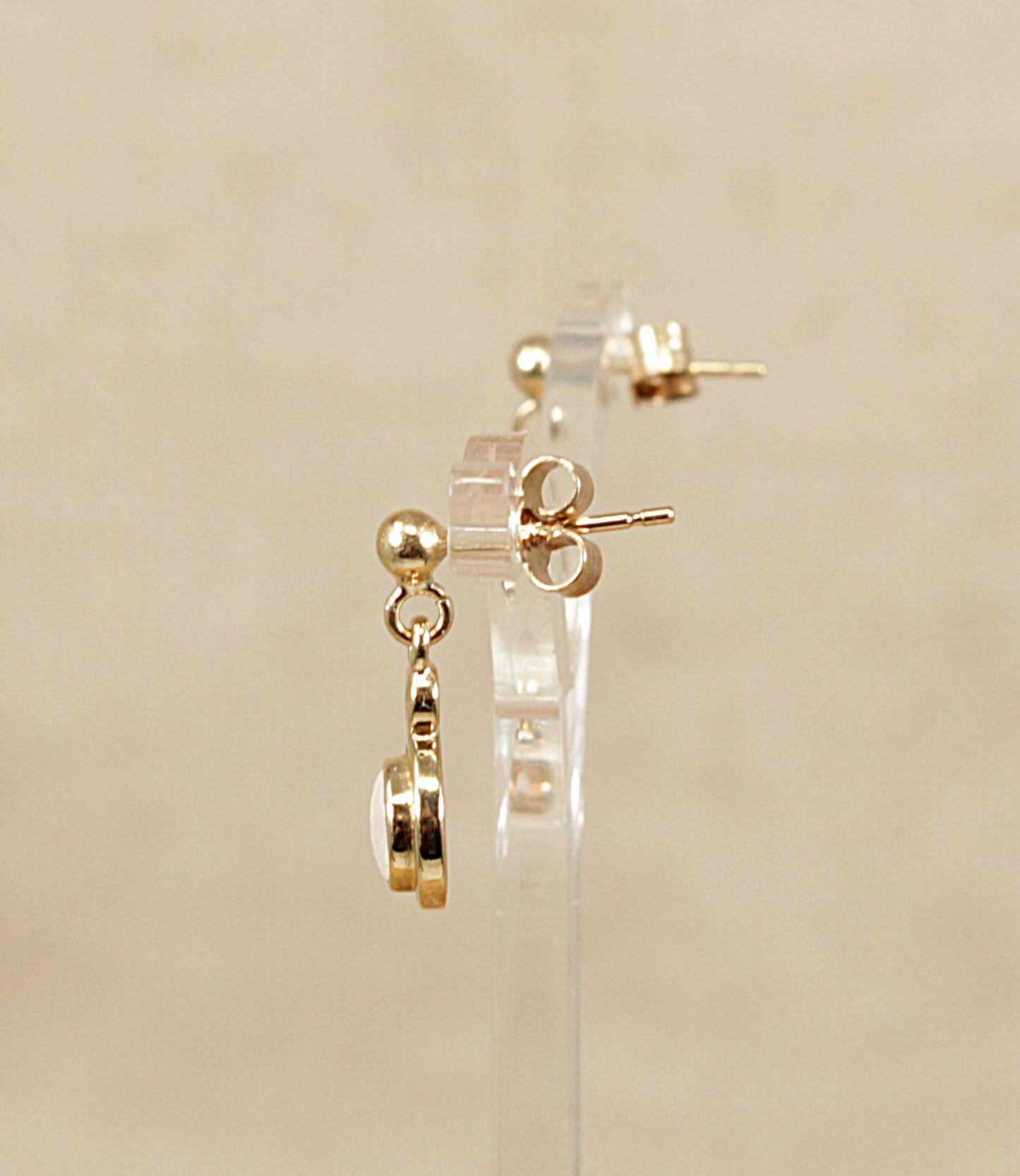 9ct Gold Fire Opal Drop Earrings