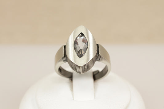 Silver Scandinavian Finnish Citrine Solitaire Ring