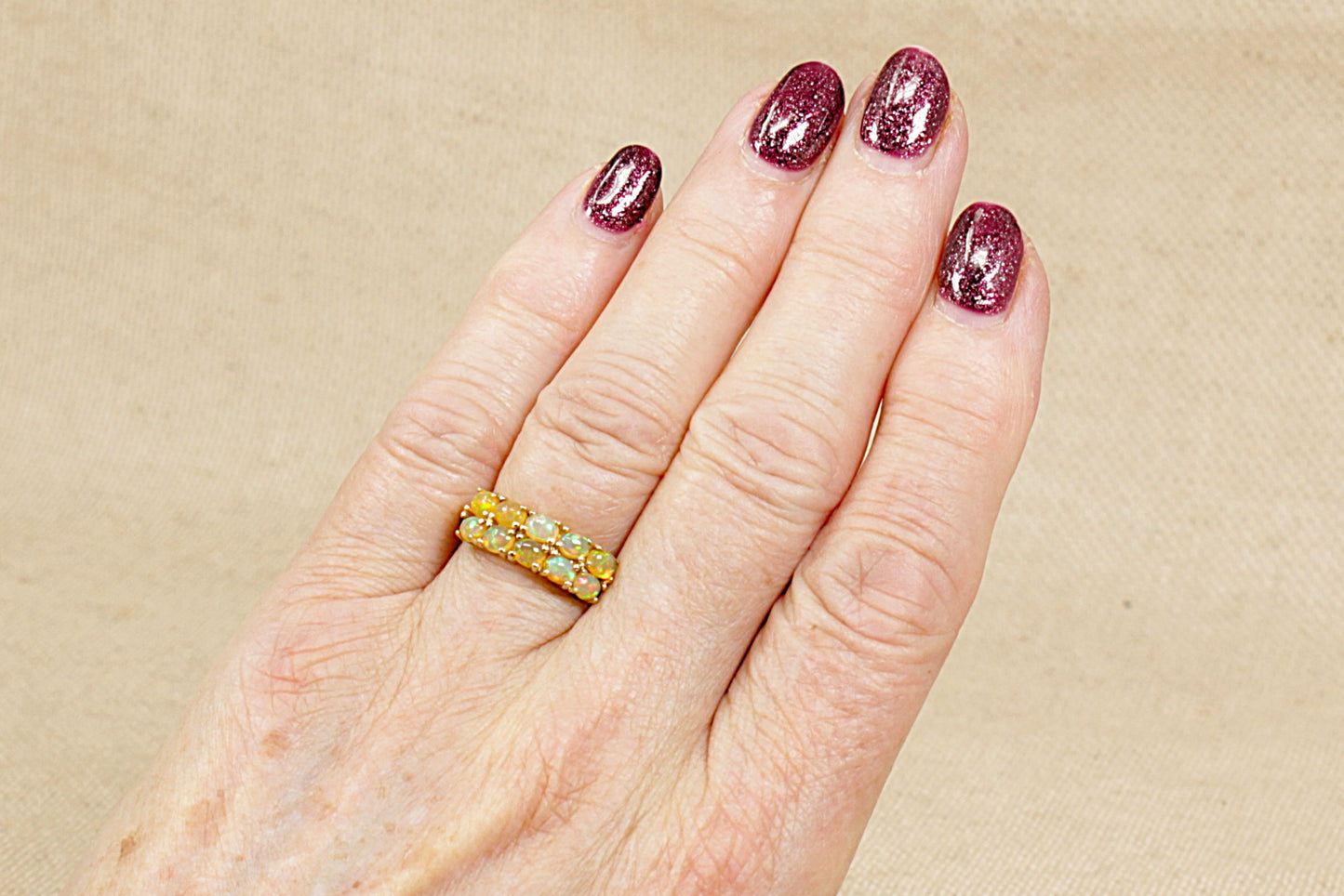 Silver Gilt Opal Ring