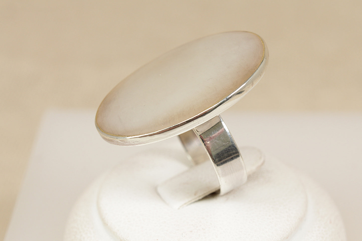 Silver Mother of Pearl Statement Ring