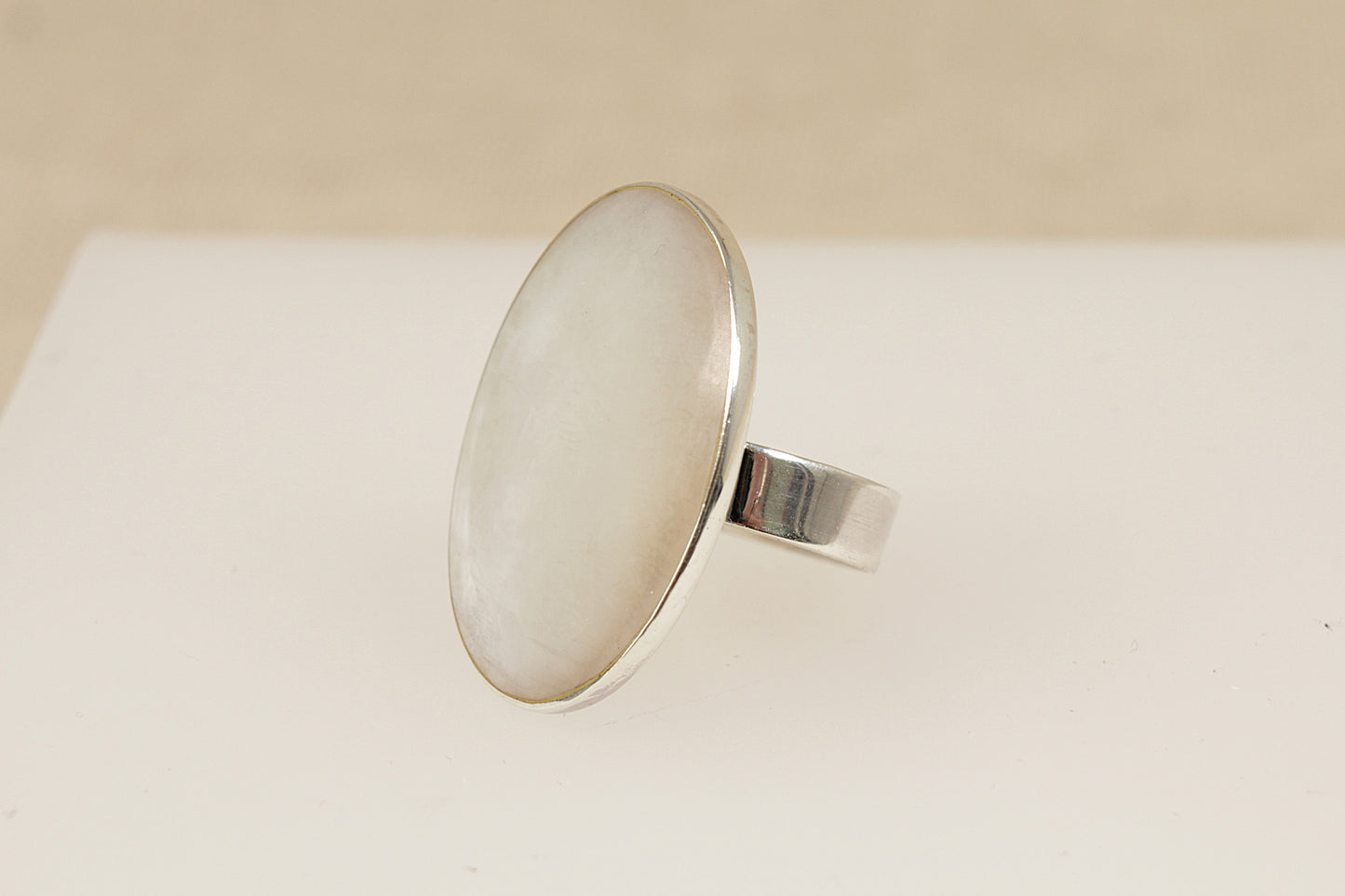 Silver Mother of Pearl Statement Ring