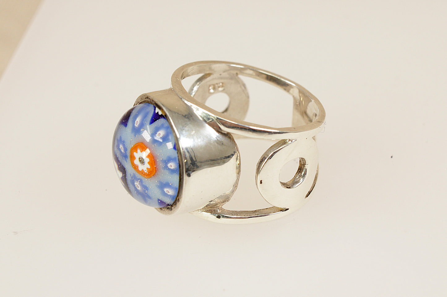 Silver Millefiori Statement Ring