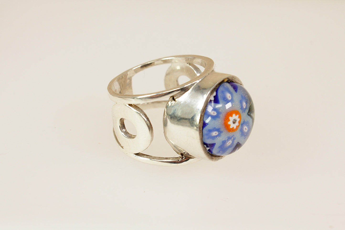 Silver Millefiori Statement Ring