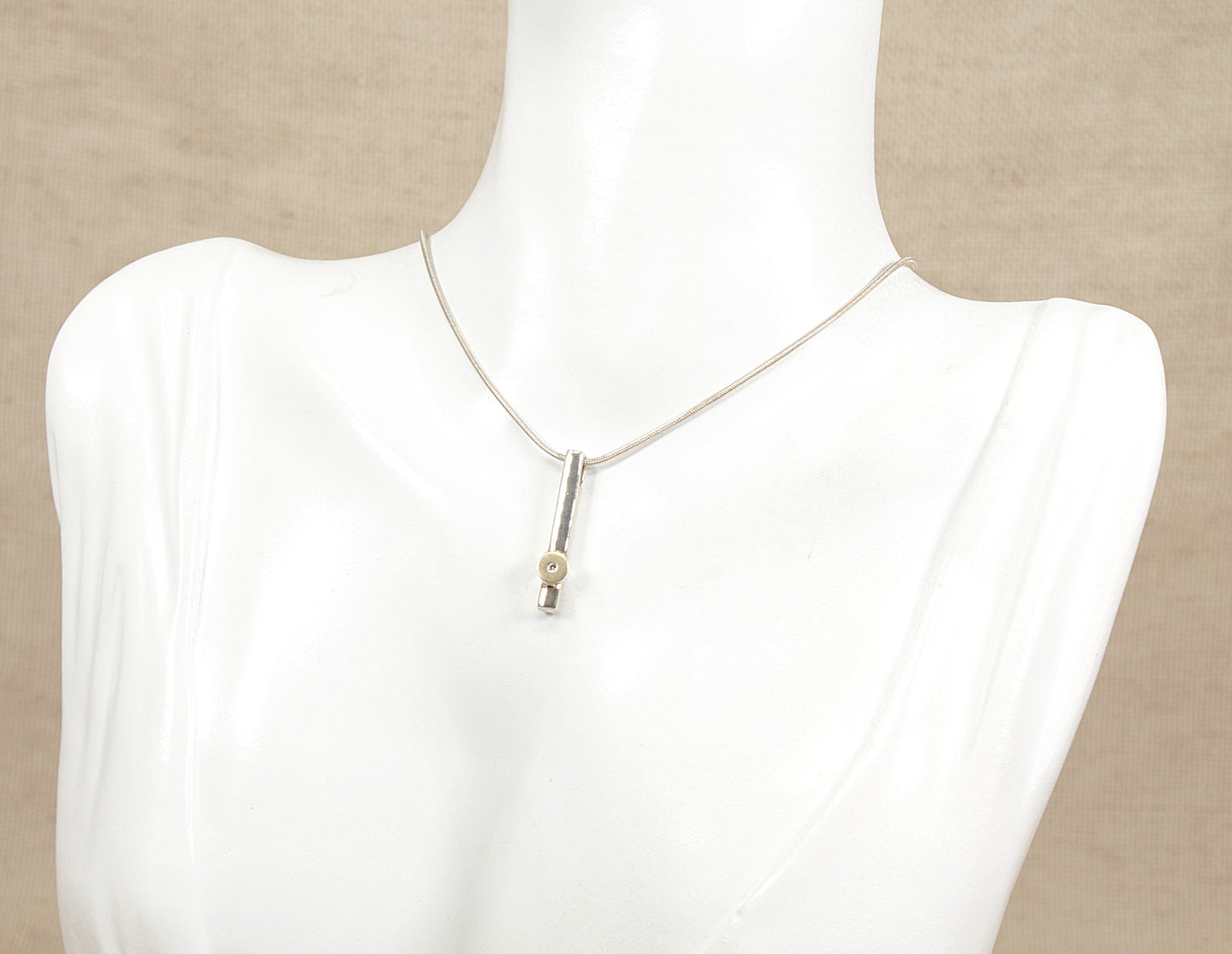 Silver and Diamond Modernist Pendant Chain Necklace