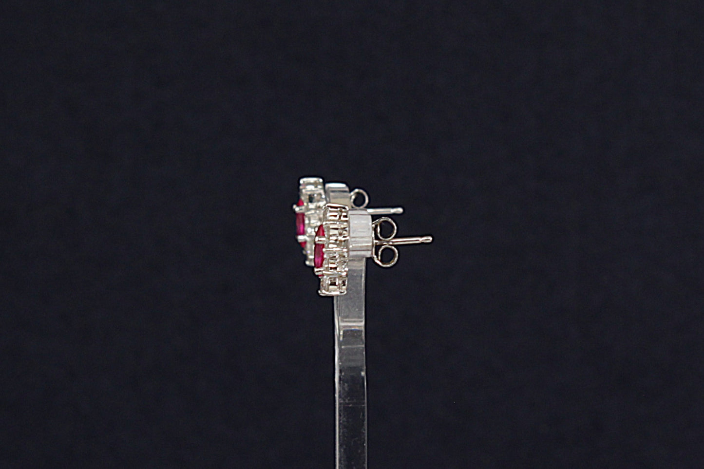 Silver Ruby Cluster Stud Earrings