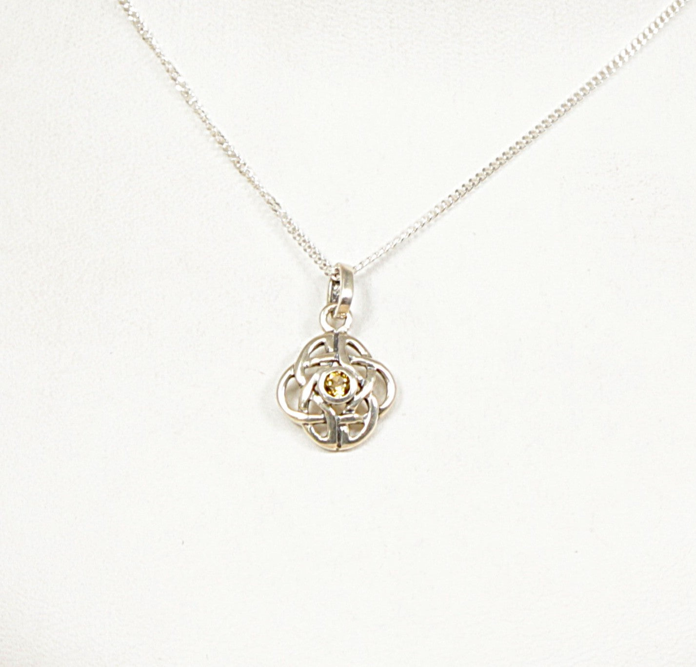 Silver Citrine Celtic Knot Pendant Necklace by 'Kit Heath'