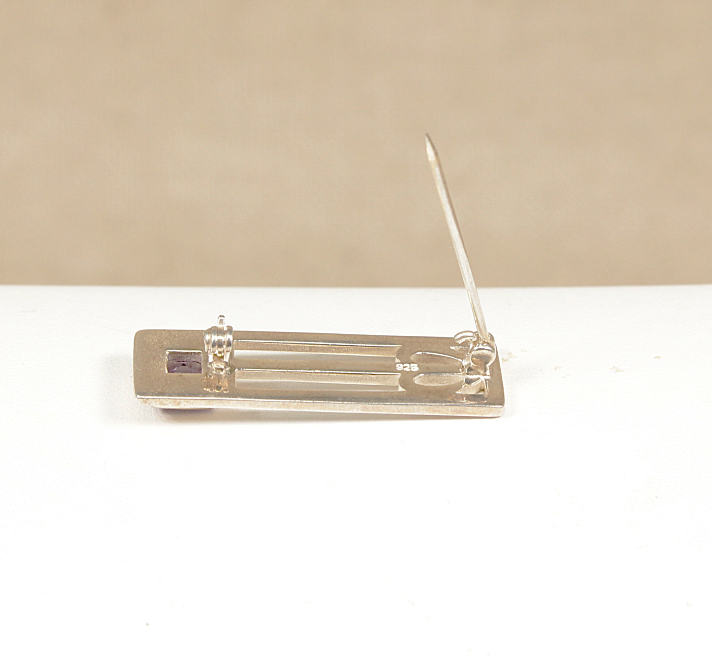 Rennie Mackintosh Inspired Silver Amethyst Brooch
