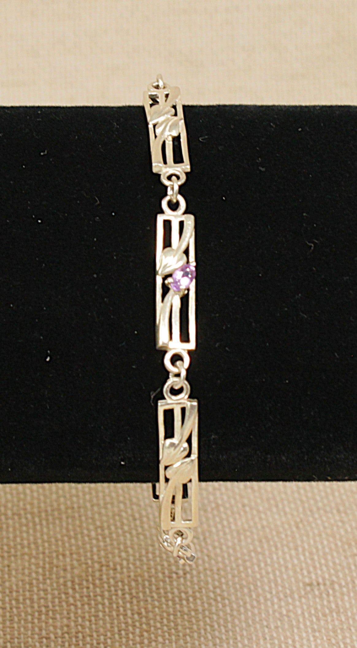 Silver Amethyst Charles Rennie Mackintosh style Bracelet