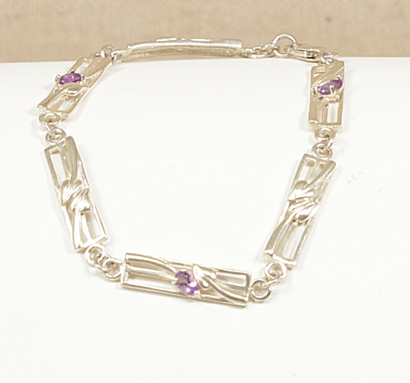 Silver Amethyst Charles Rennie Mackintosh style Bracelet