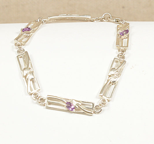 Silver Amethyst Charles Rennie Mackintosh style Bracelet