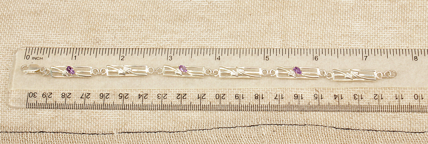 Silver Amethyst Charles Rennie Mackintosh style Bracelet