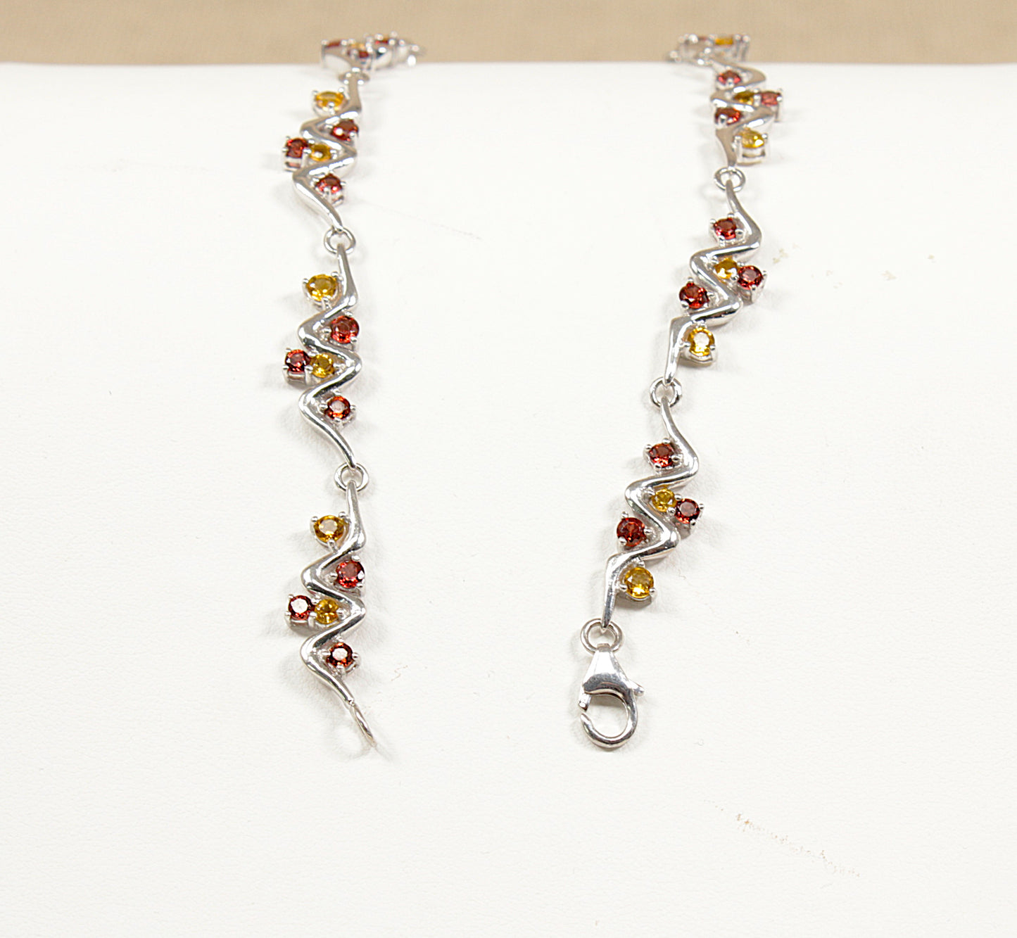 Silver, Citrine and Garnet Necklace