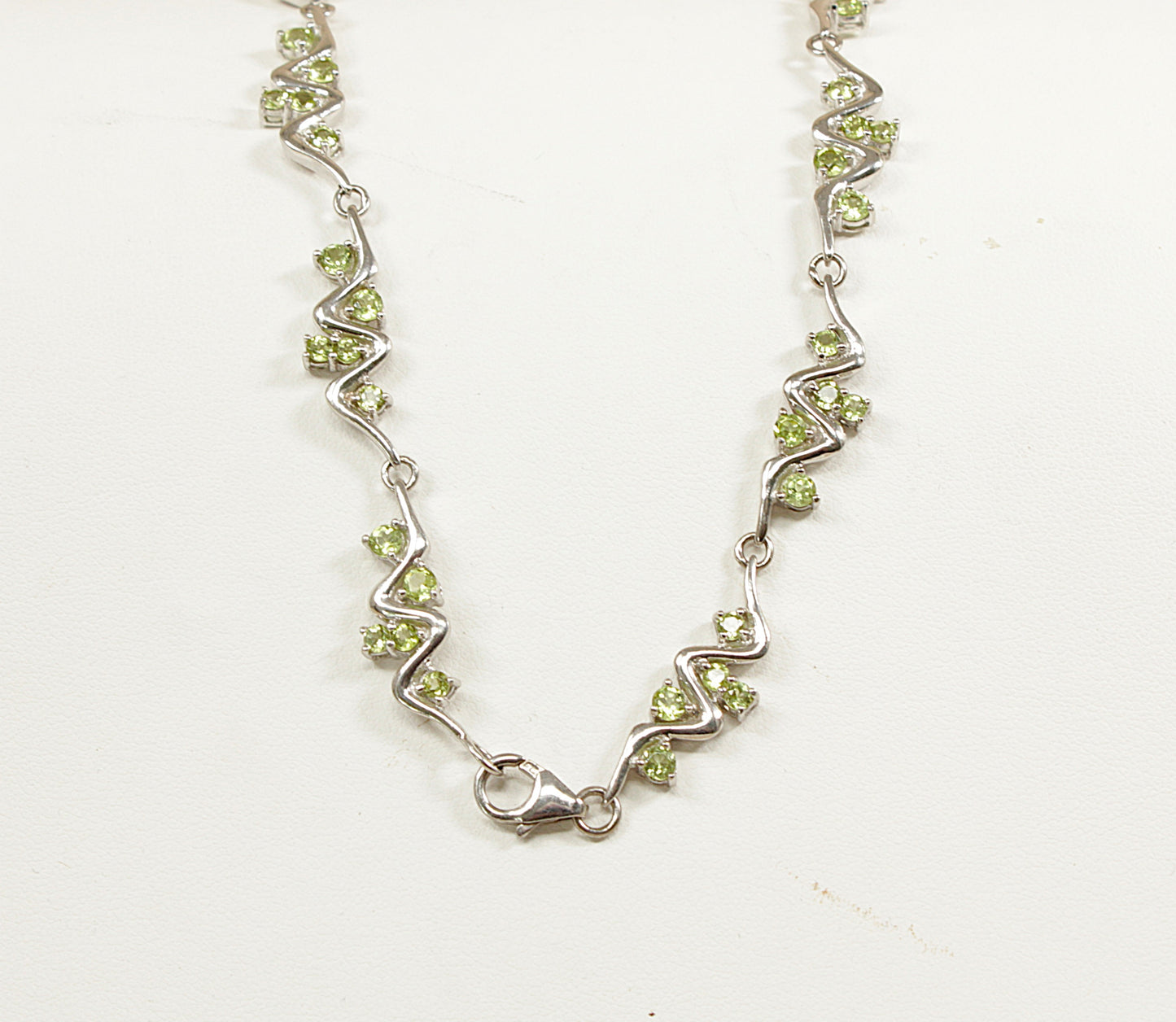Silver Peridot Fancy Link Necklace