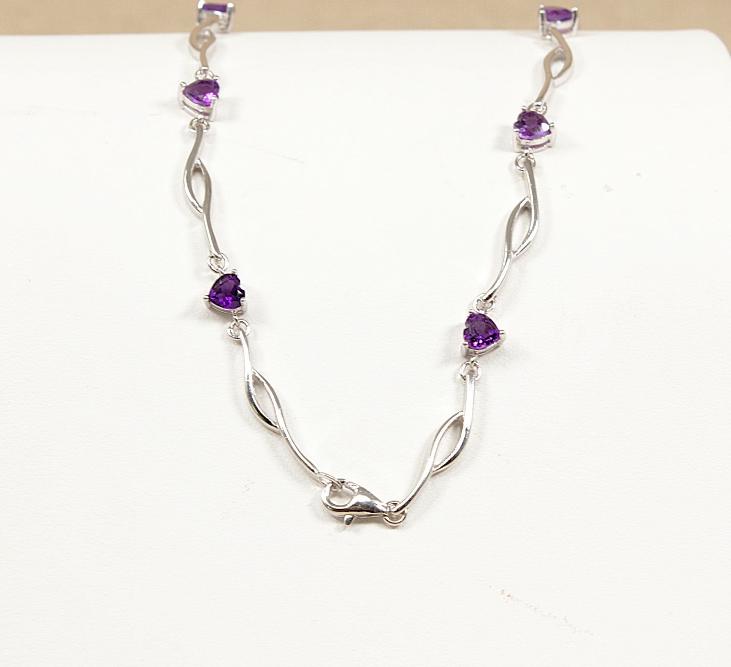 Silver Amethyst Heart Necklace