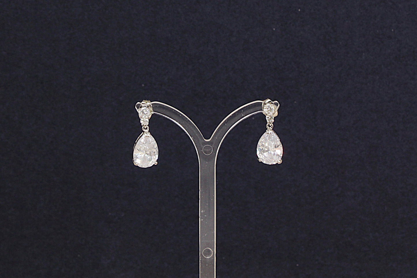 Silver Crystal Drop Earrings