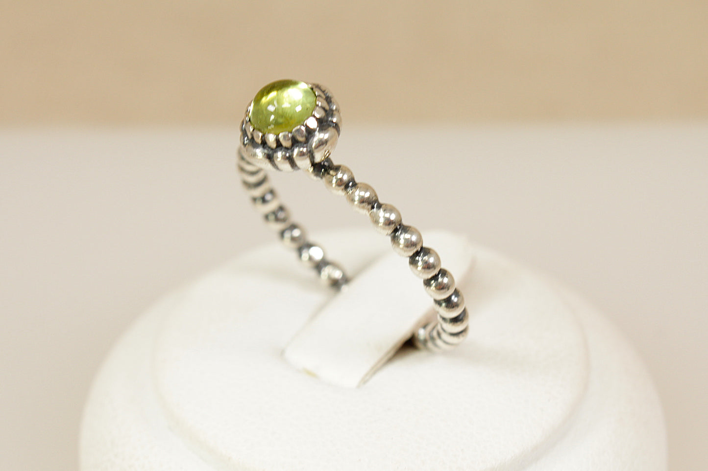 Silver Pandora Peridot Solitaire Ring