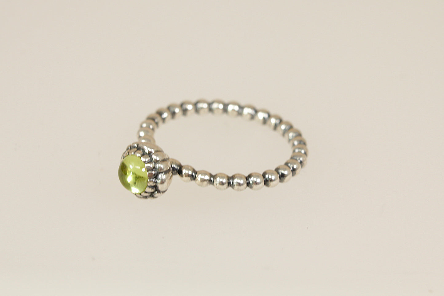 Silver Pandora Peridot Solitaire Ring