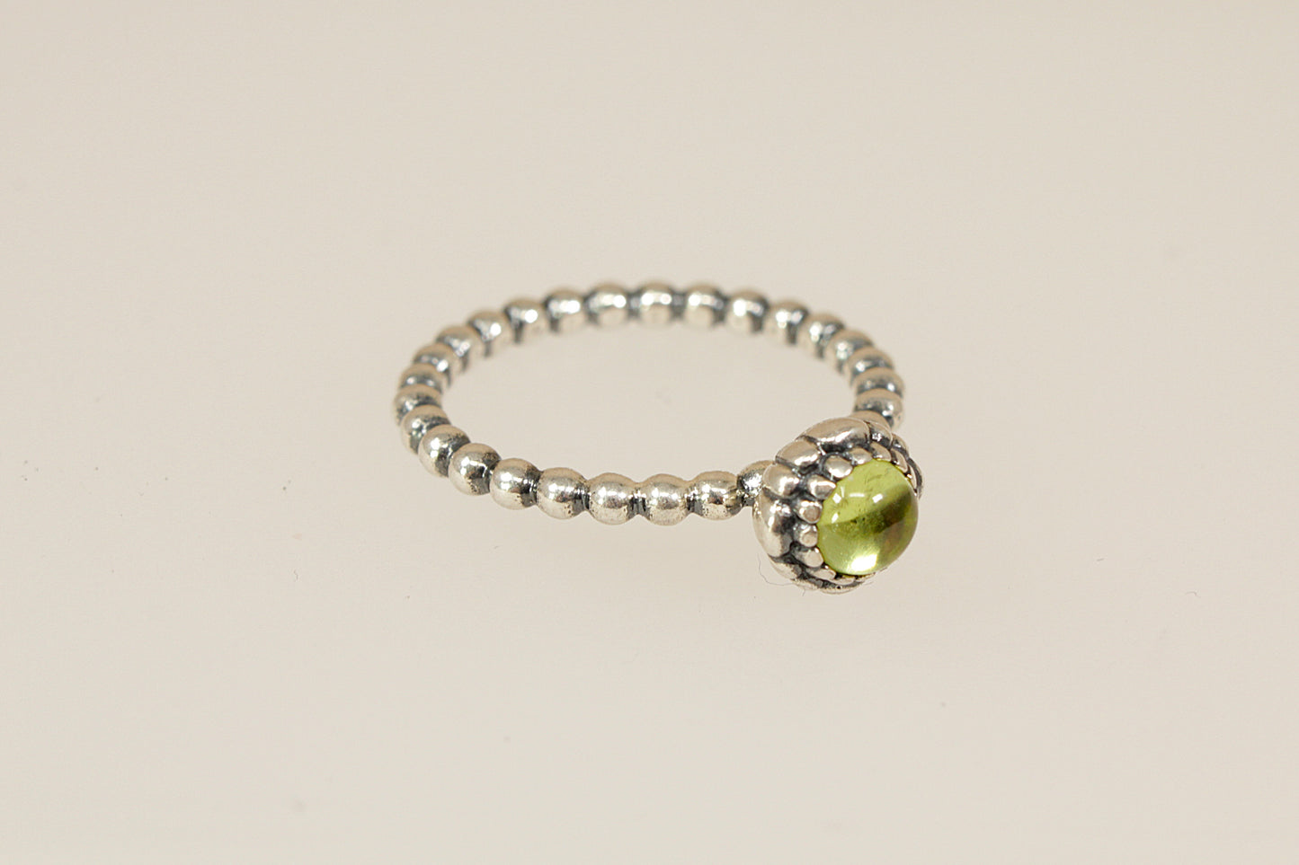 Silver Pandora Peridot Solitaire Ring