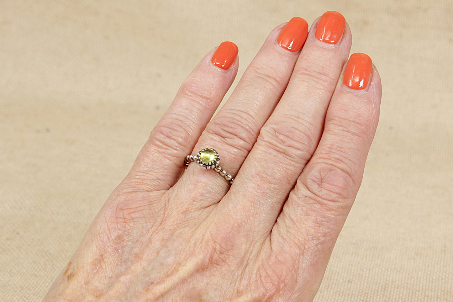 Silver Pandora Peridot Solitaire Ring