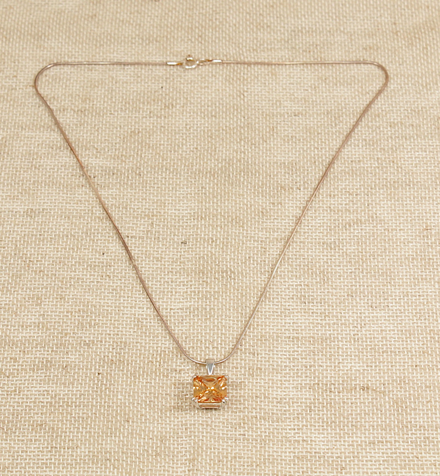 Silver Citrine Pendant and Chain Necklace