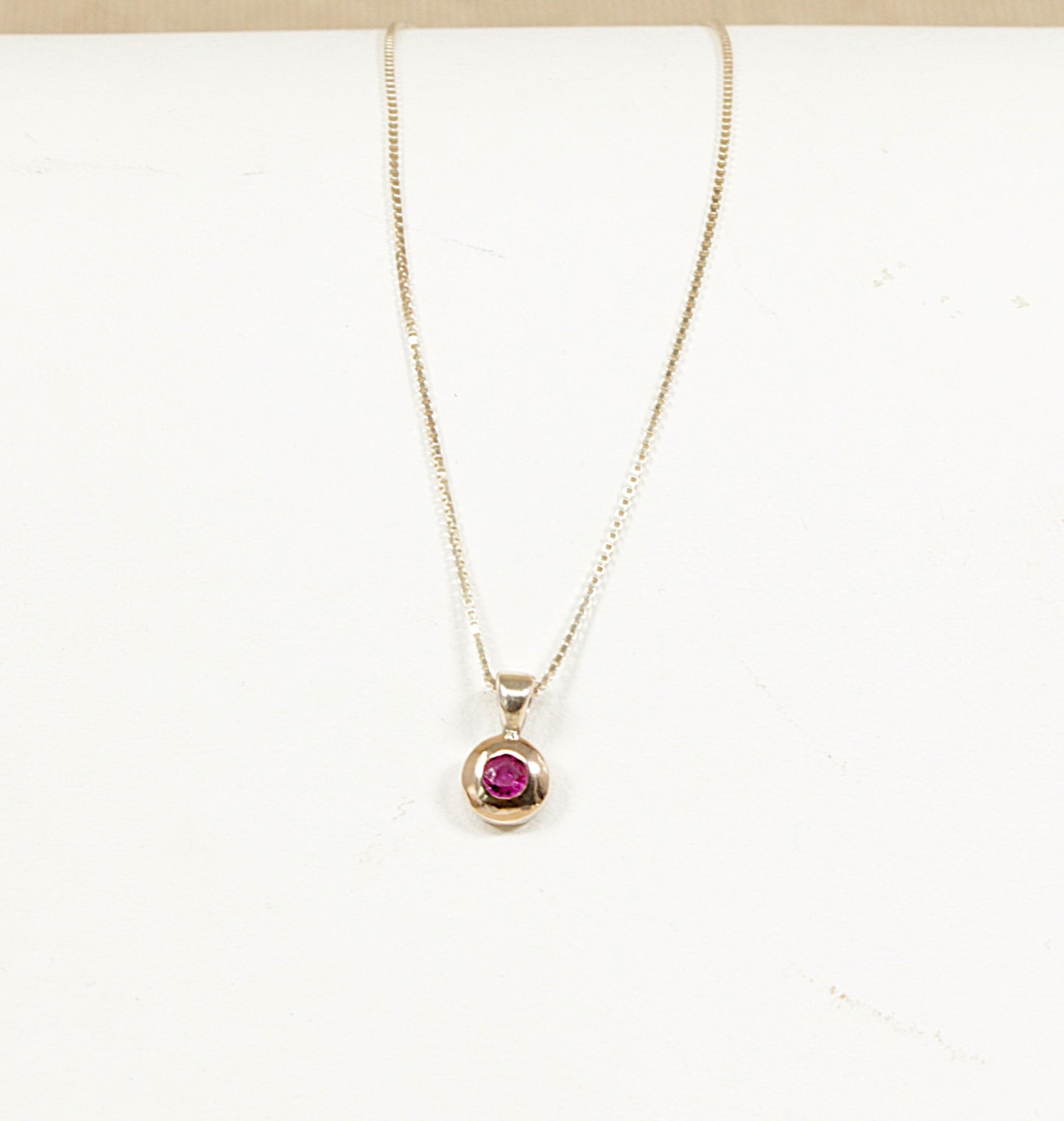 Gold and Silver Ruby Pendant Necklace