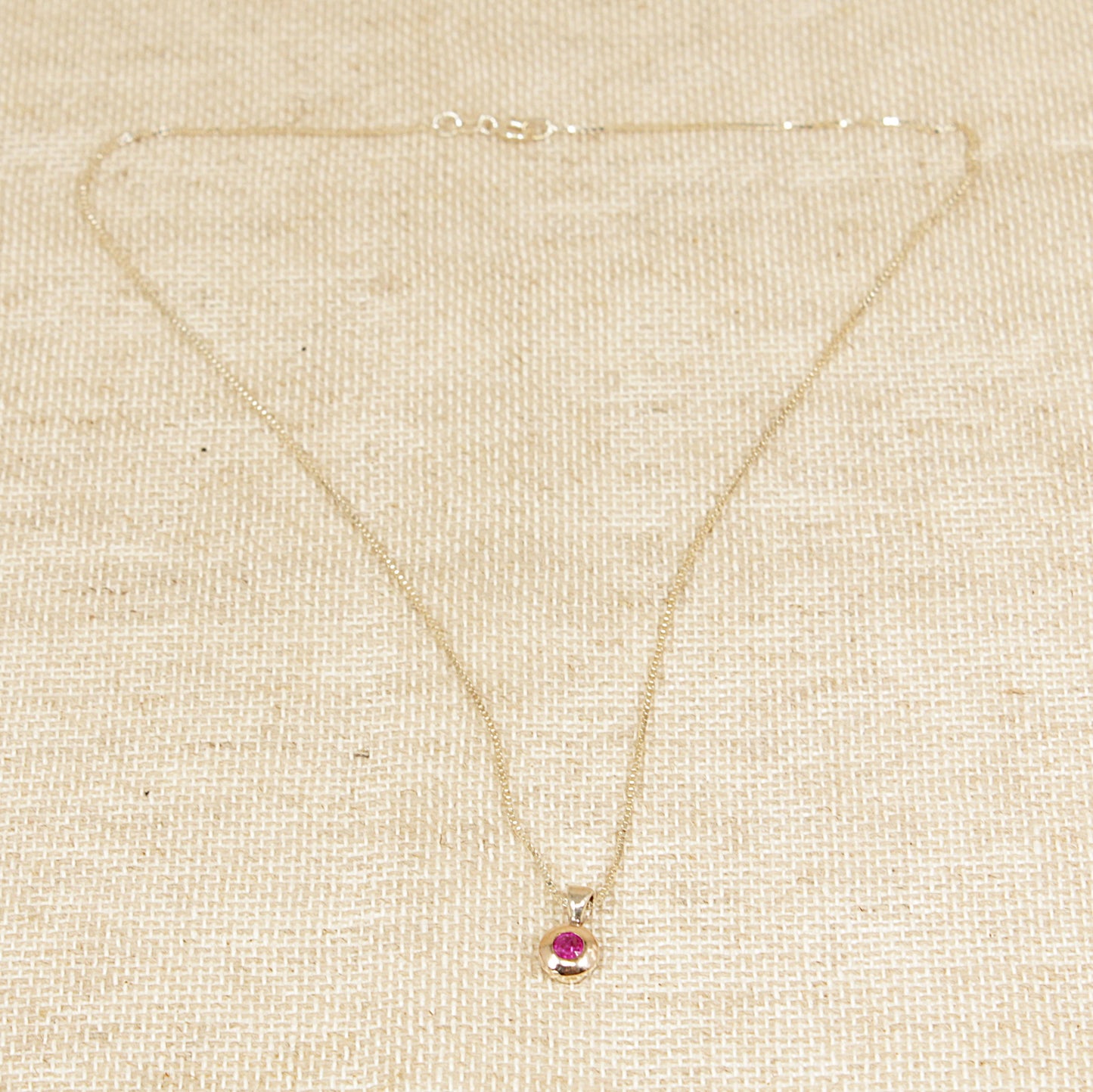 Gold and Silver Ruby Pendant Necklace