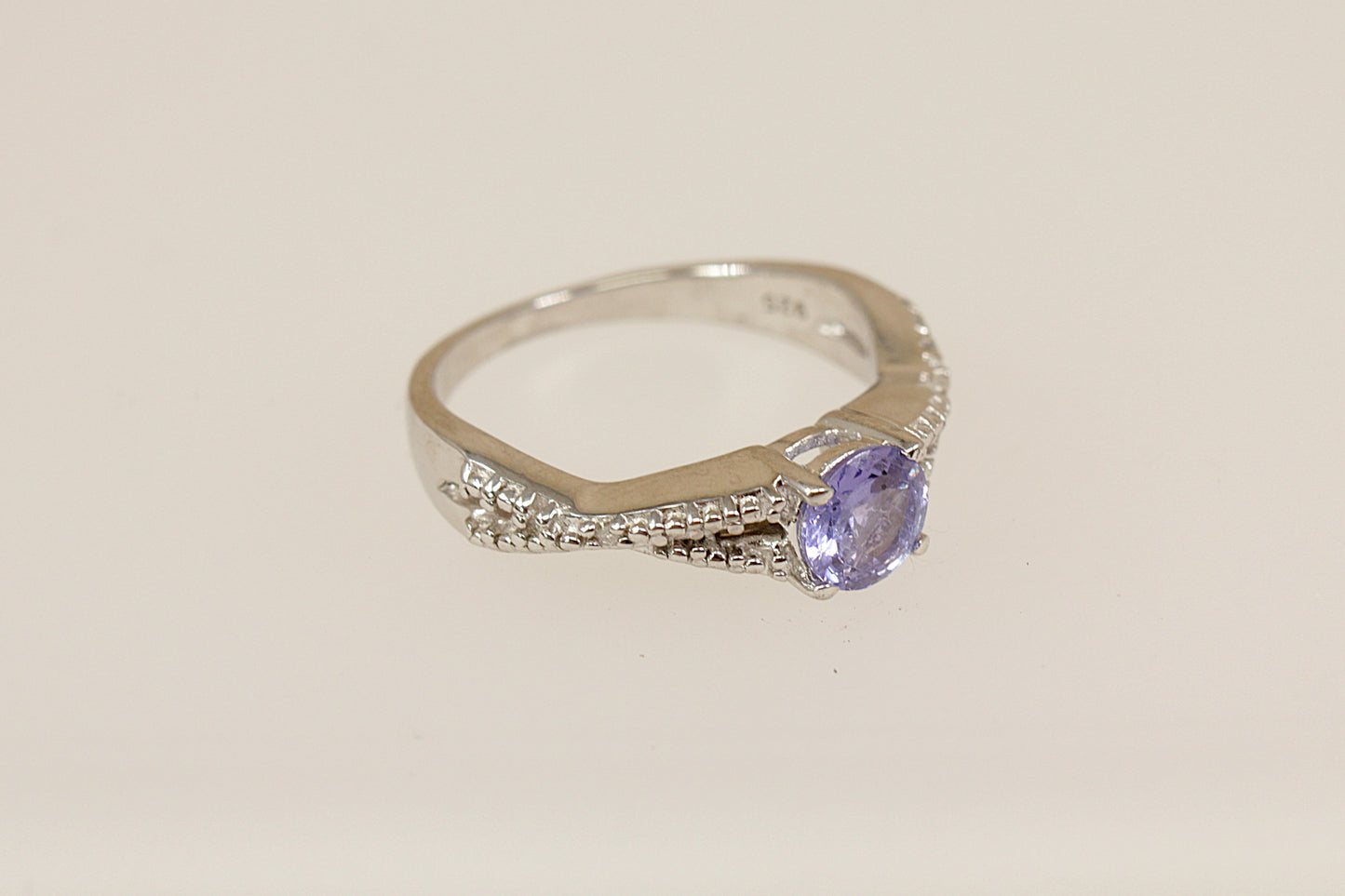 Silver Blue Iolite Solitaire Ring