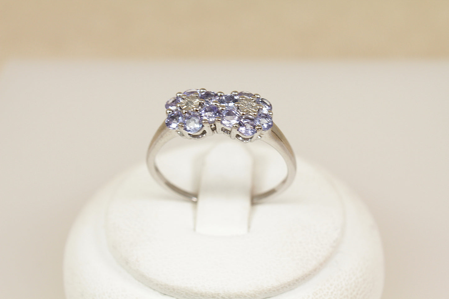 Silver, Blue Iolite and Diamond ‘Daisy’ Duo Ring