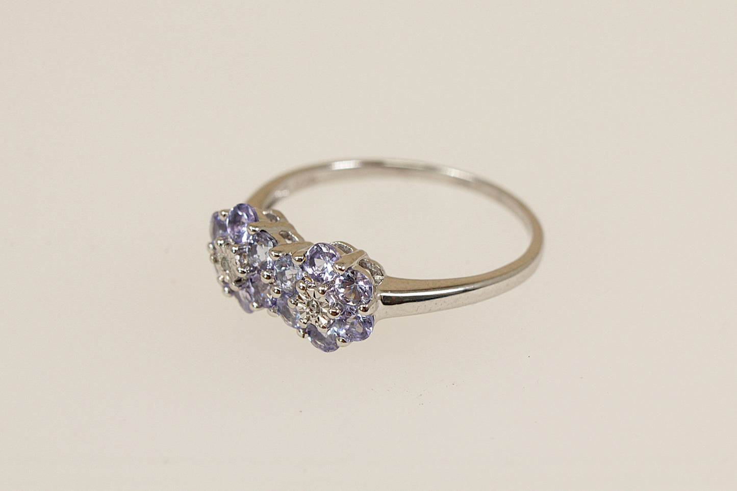 Silver, Blue Iolite and Diamond ‘Daisy’ Duo Ring