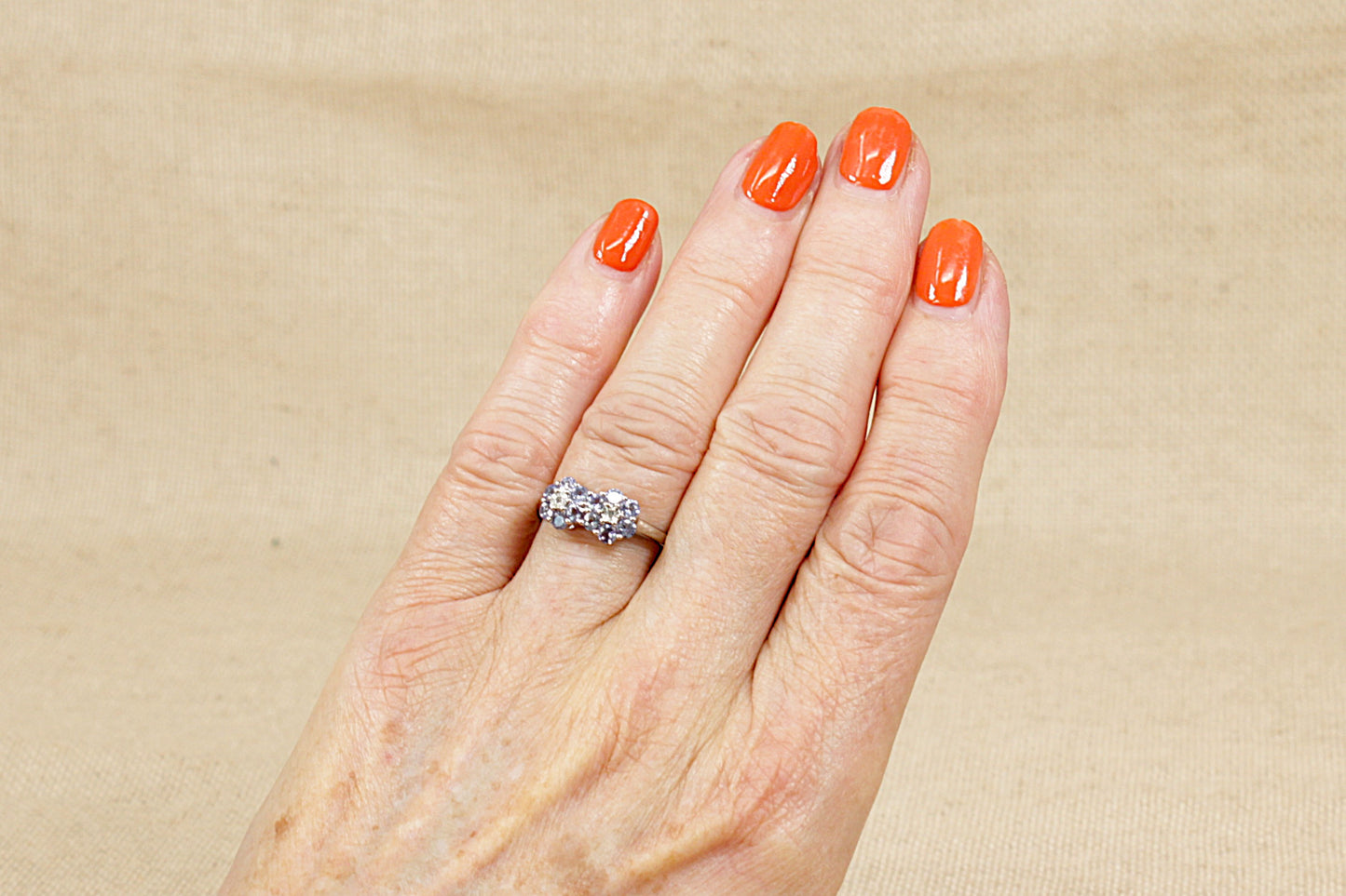 Silver, Blue Iolite and Diamond ‘Daisy’ Duo Ring