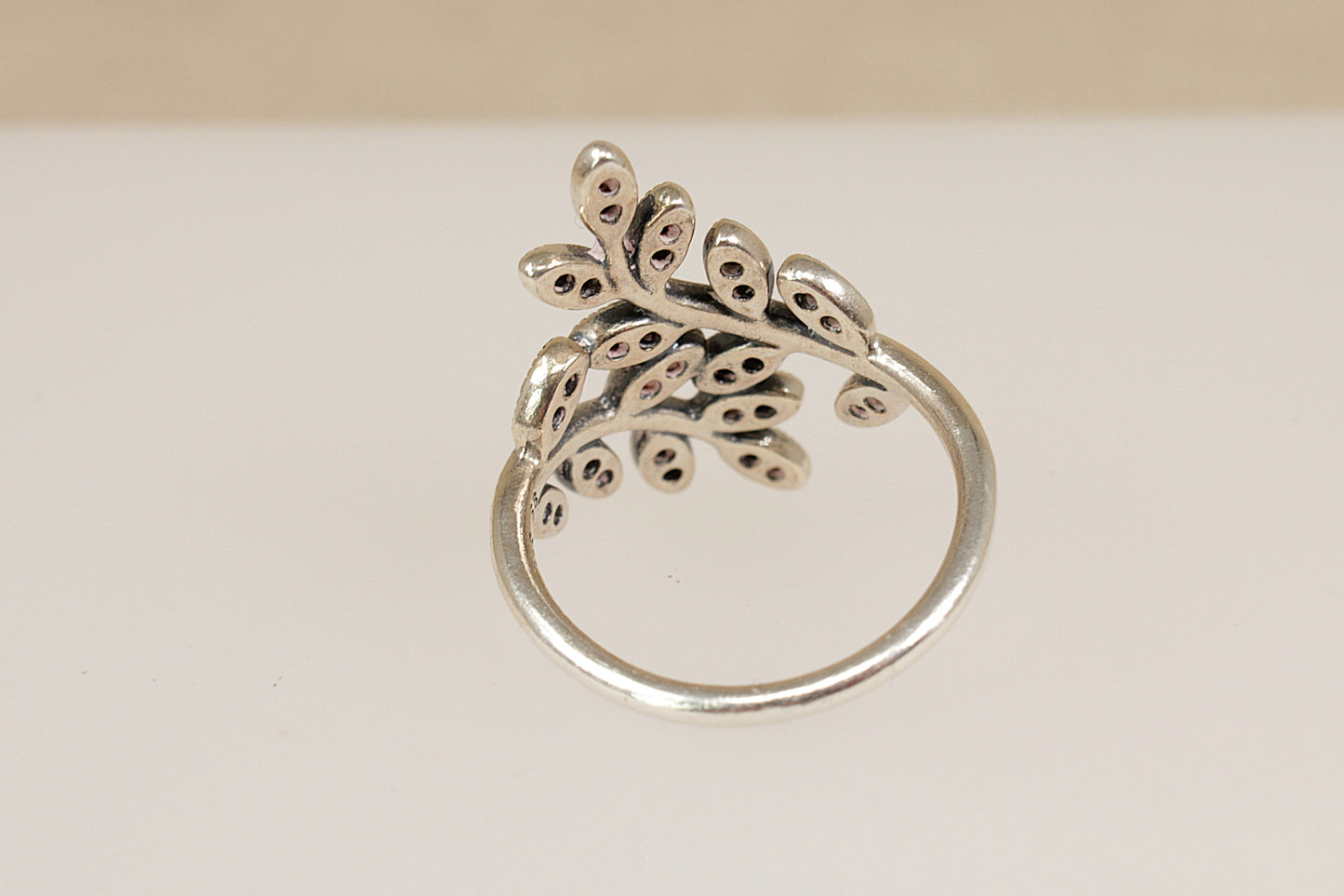 Silver White Crystal Pandora Ring