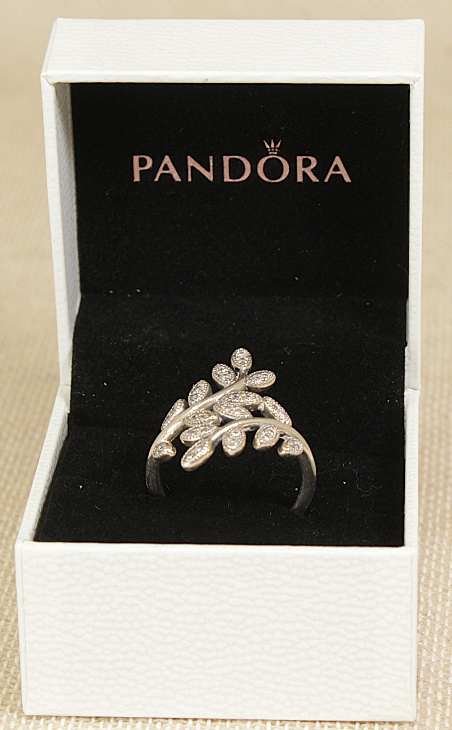 Silver White Crystal Pandora Ring
