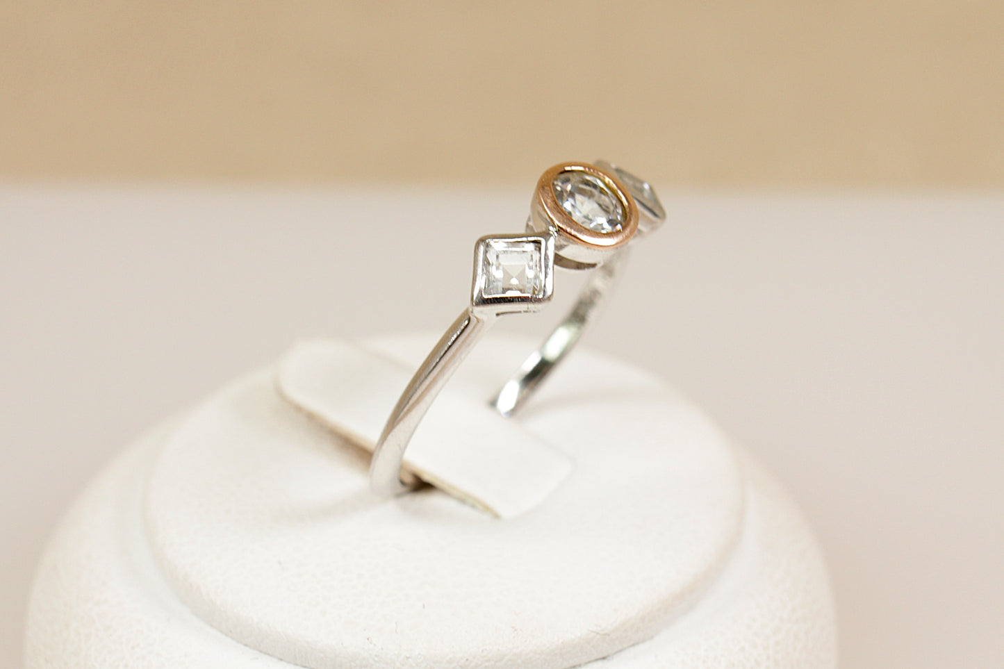 A Welsh Silver and Gold White Sapphire Trilogy ‘Clogau’ Ring