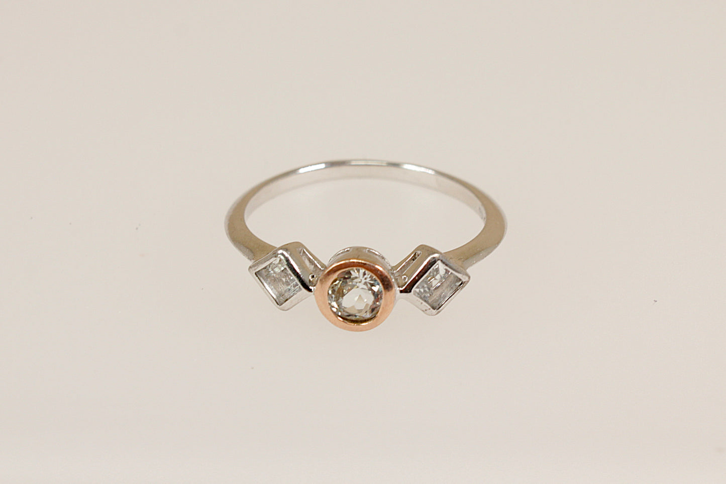 A Welsh Silver and Gold White Sapphire Trilogy ‘Clogau’ Ring