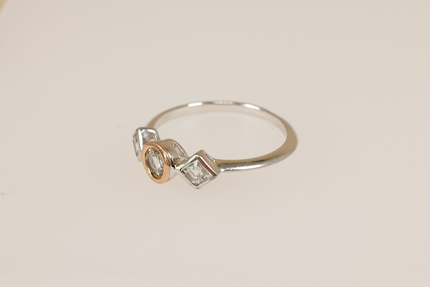 A Welsh Silver and Gold White Sapphire Trilogy ‘Clogau’ Ring