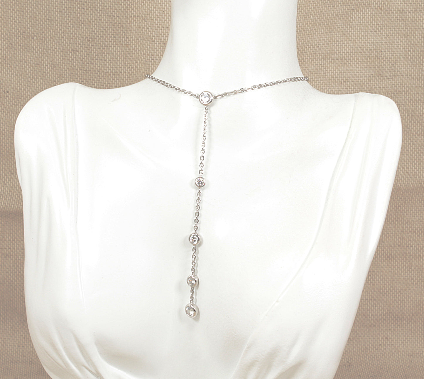 Silver White Crystal Necklace by Jasper Conran