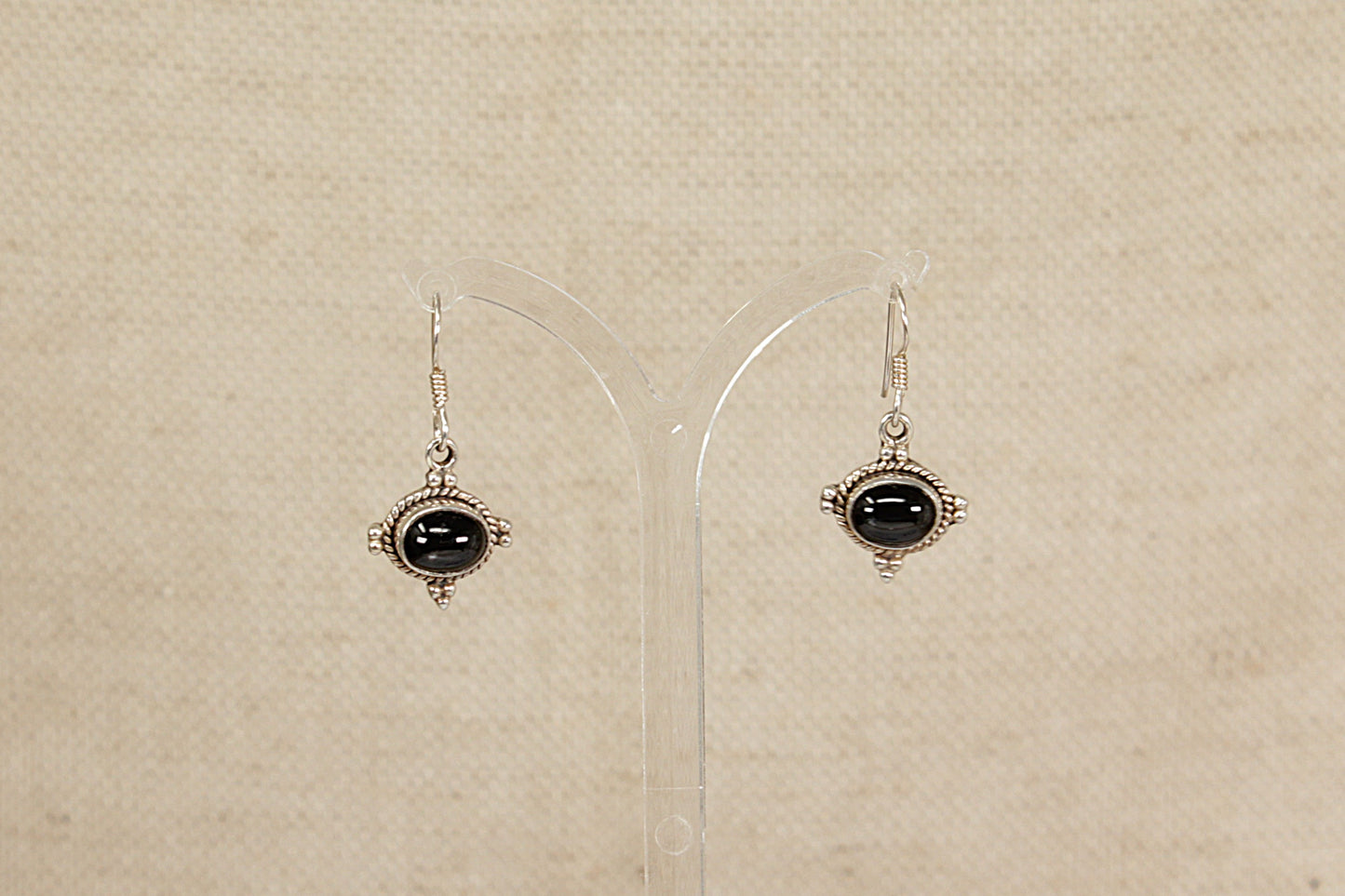 Silver Black Star Diopside Drop Earrings