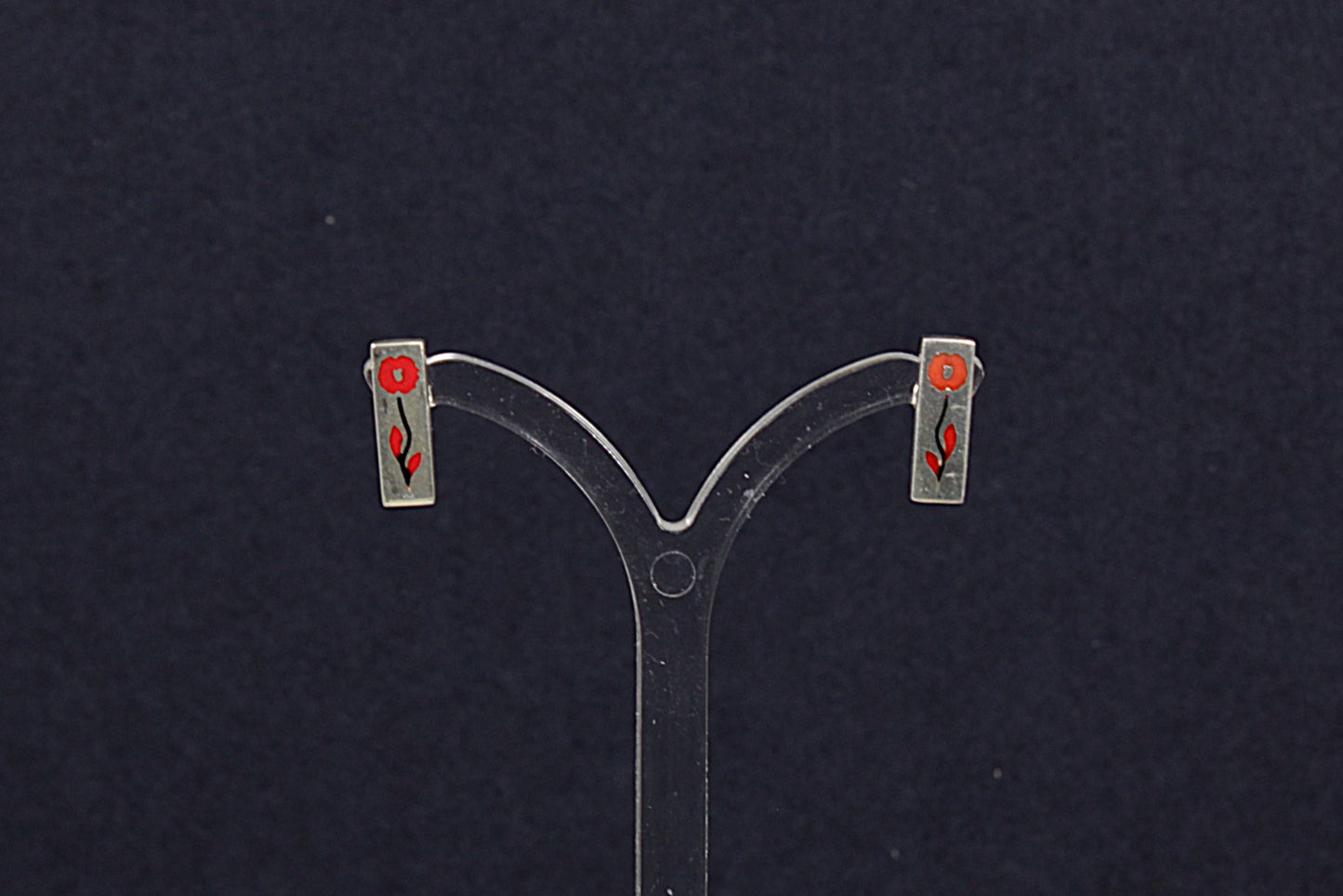 Silver Red Poppy Designer Earrings by JR Fox