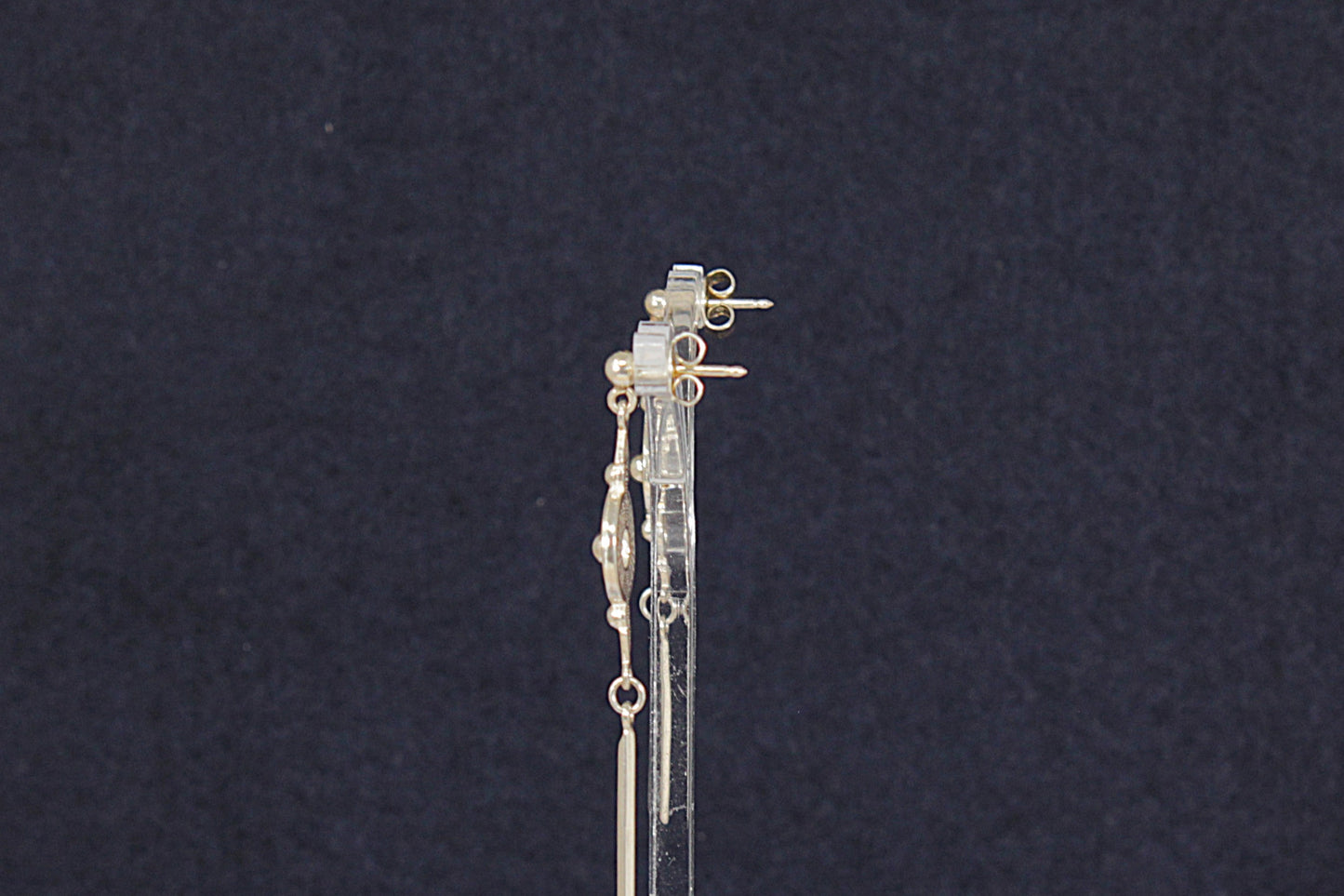 Silver Blue Enamel Dropper Earrings