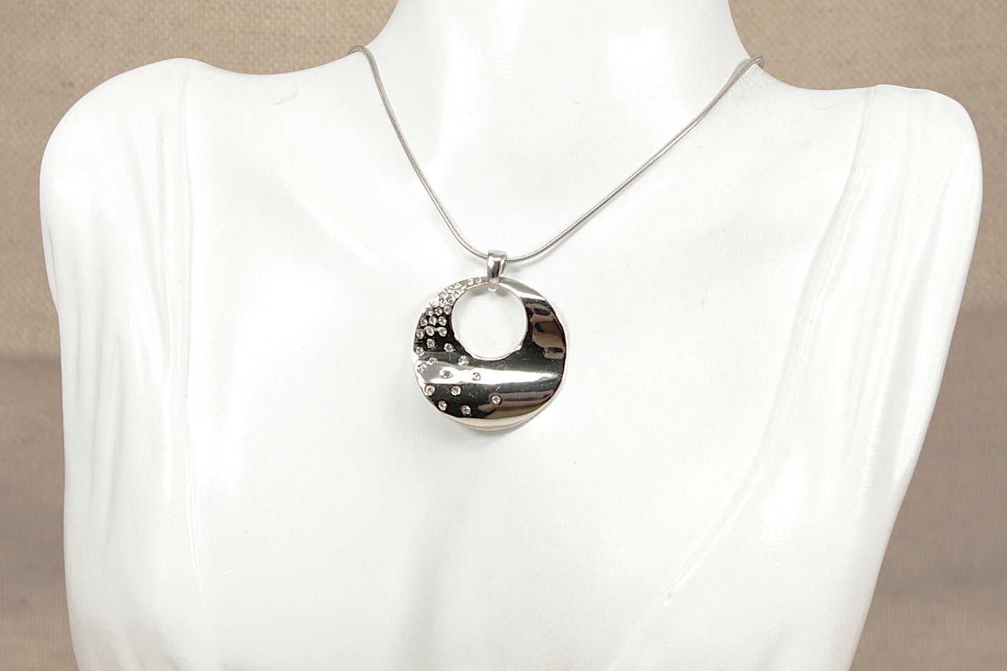 Italian Silver Crystal Pendant and Chain Necklace