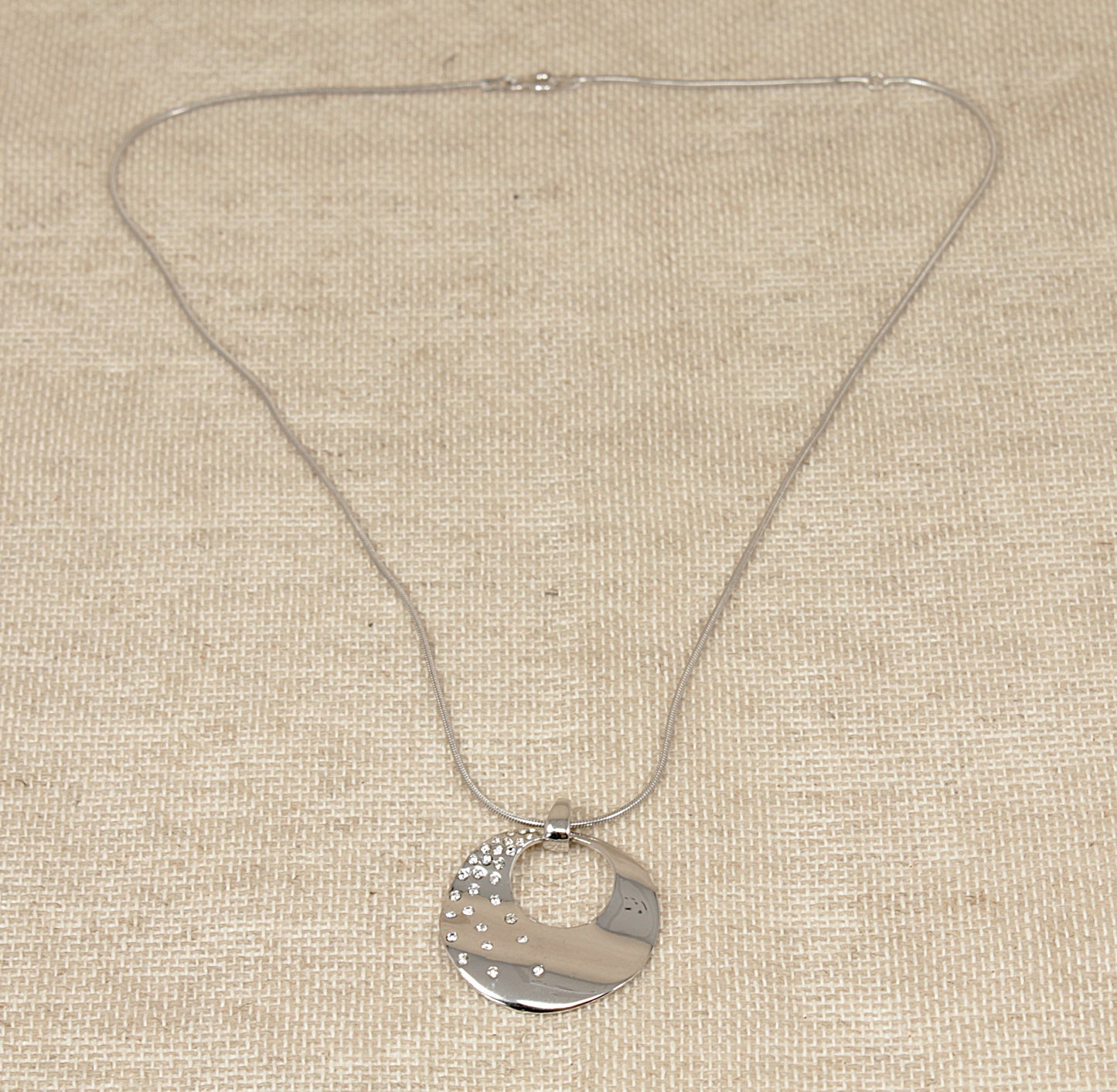 Italian Silver Crystal Pendant and Chain Necklace