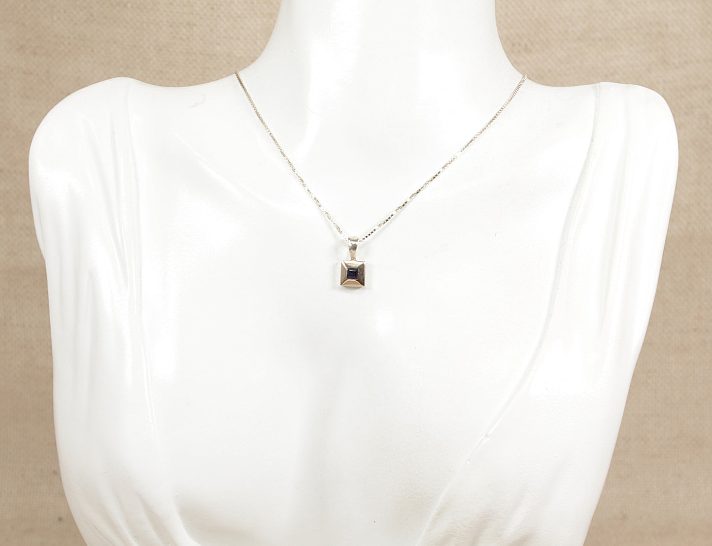 Silver and Gold Sapphire Pendant Necklace